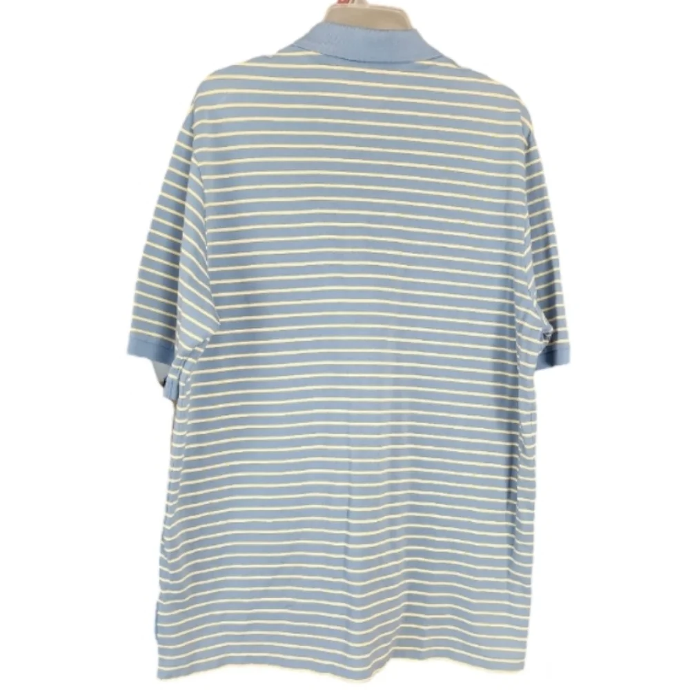 Polo Golf Ralph Lauren 100% Pima Cotton Blue Striped Polo Shirt Men's‎ Large